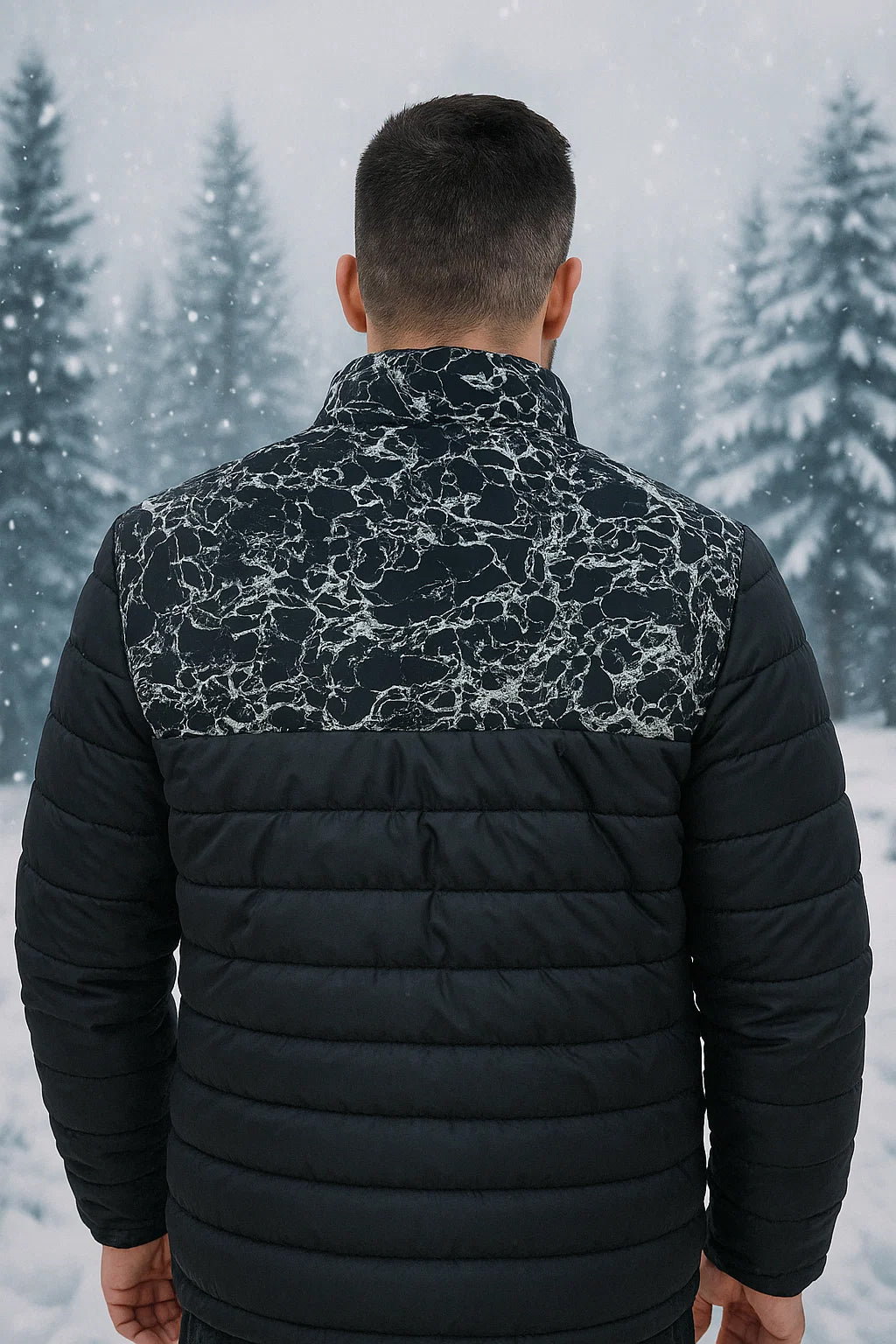 Black Full Sleeves Puffer Jacket - Modern Style