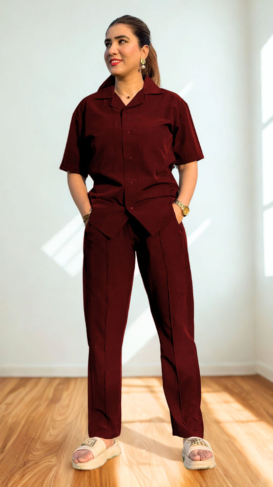 Luxury Premium Women Co-ord set Maroon