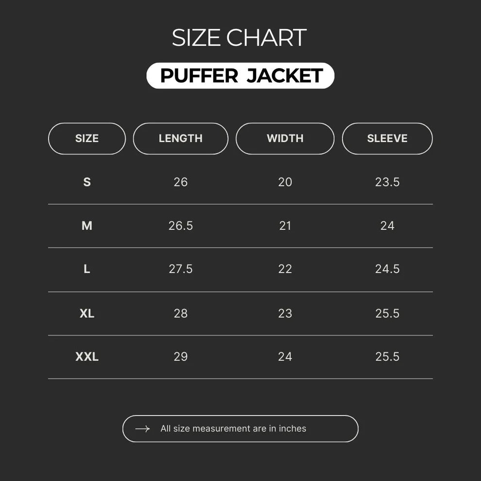 Black Full Sleeves Puffer Jacket - Modern Style