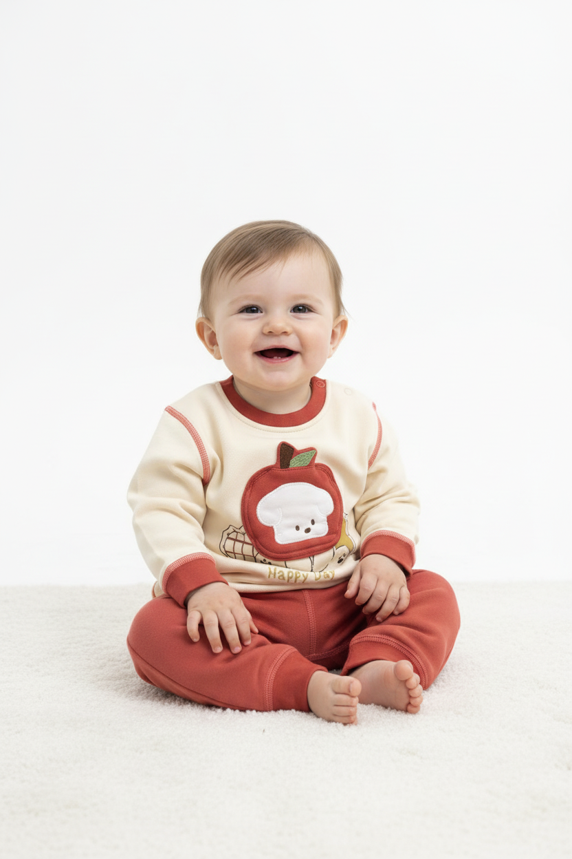 Kids Winter Romper - Maroon & Beige Jumpsuit