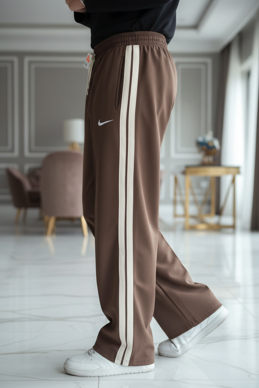 Nk-Double Stripe Loose fit Imported Fabric Trouser