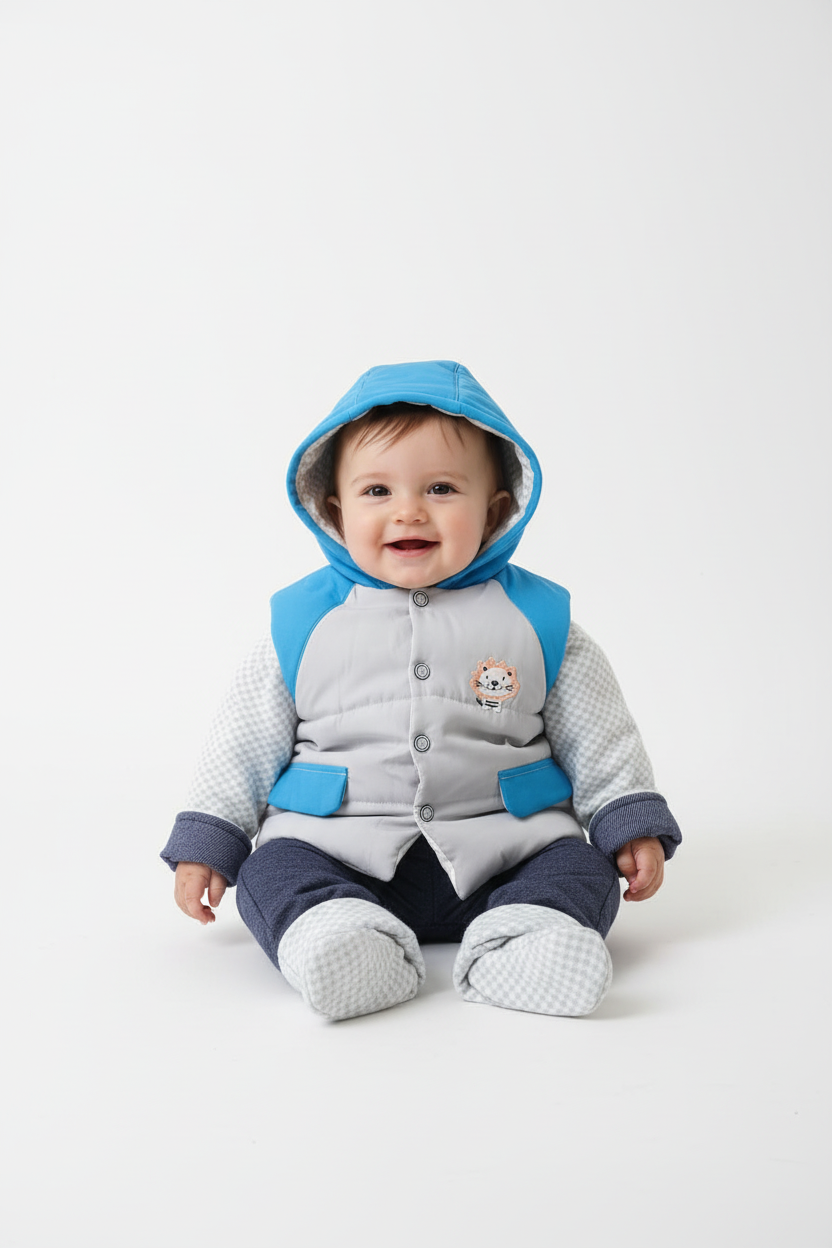 Kids Adorable Quilted vest outfit with Hood