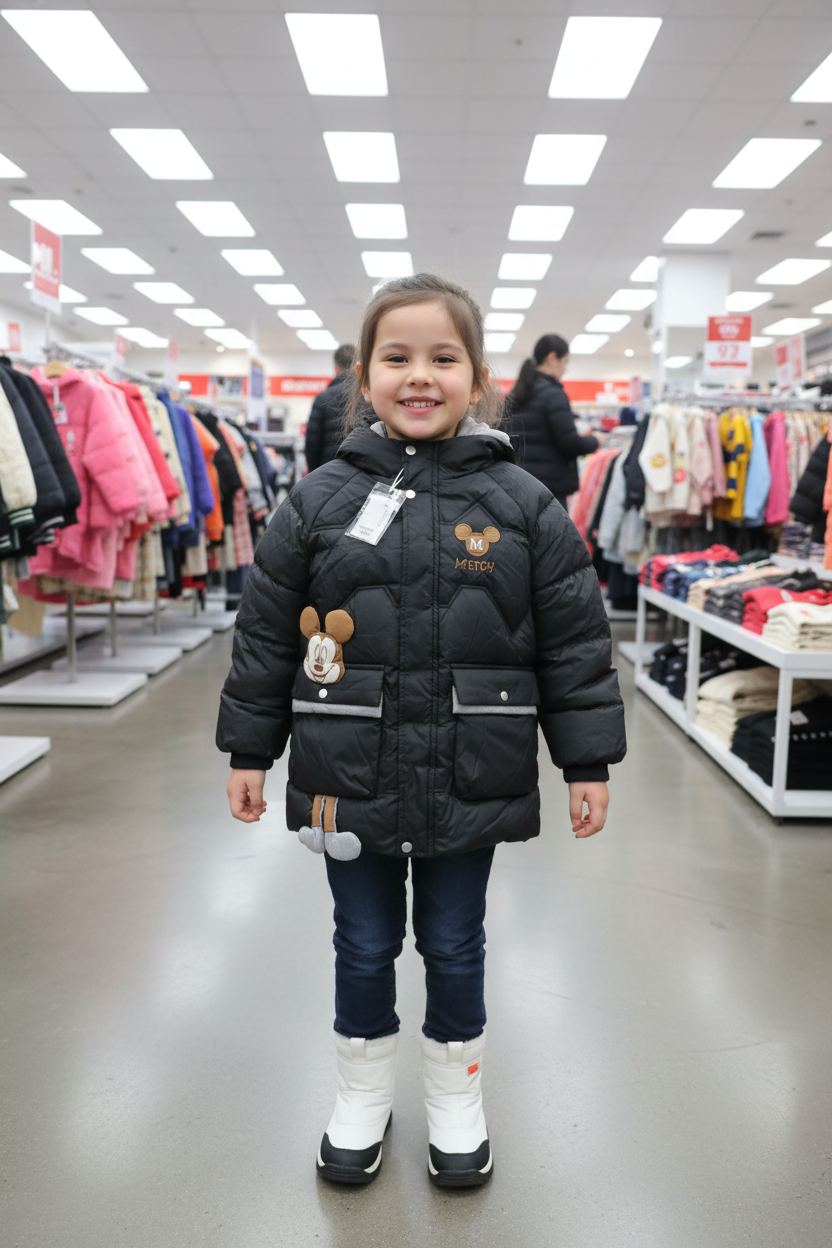 Mickey Mouse Black Puffer Jacket - Kids Winter Coat