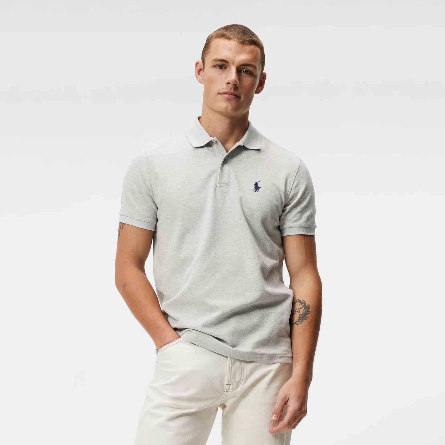 R-L Premium Men's Embroidered Gray Polo Shirt