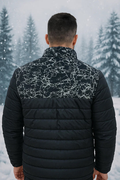 Black Full Sleeves Puffer Jacket - Modern Style