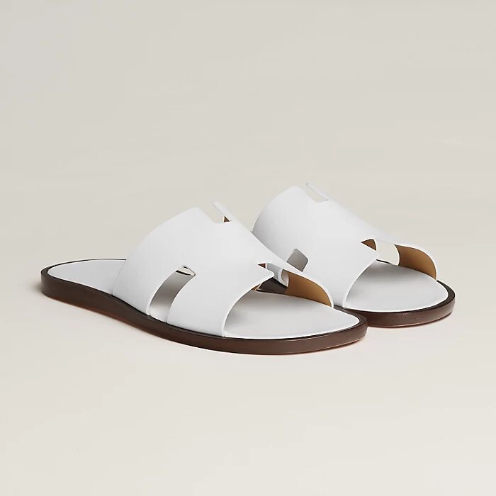 Ugur Hand Made Pure Leather H Cut Chappal -White