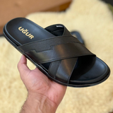 Ugur Hand Made Novelty Leather Black Chappal