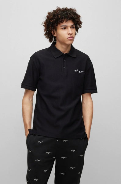 black polo Shirt With Embroidery