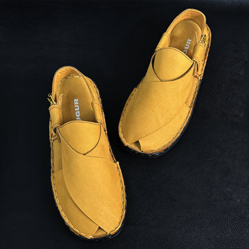 Ugur Hand Made Medicated Double Padded Insole Mustard Chappal