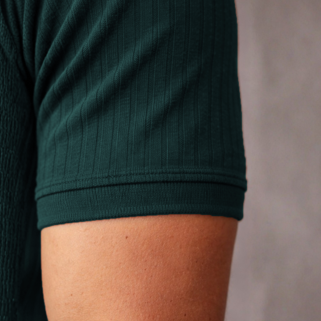 Men's Premium Ribbed Style Zip collar Polo T-Shirt