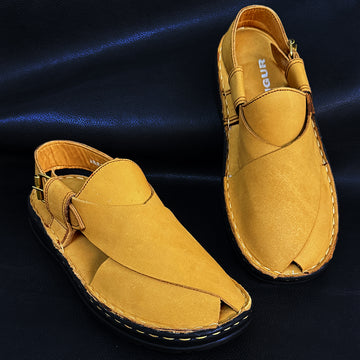Ugur Hand Made Medicated Double Padded Insole Mustard Chappal