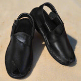 Ugur Hand Made Black Leather Peshawari Chappal