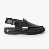 Ugur Hand Made Black Leather Peshawari Chappal