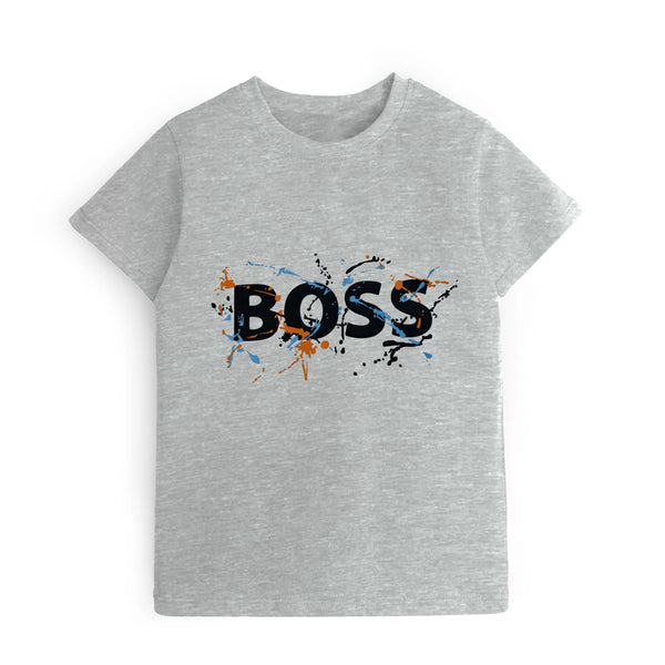 Kids Digital Printed Pure Cotton T-shirts Grey B/S