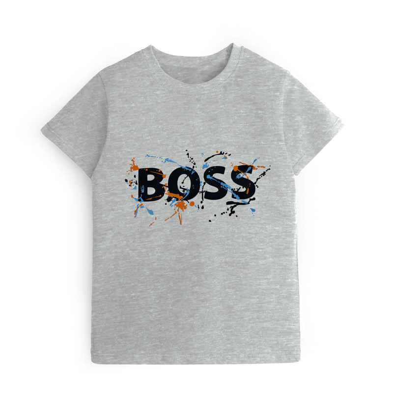 Kids Digital Printed Pure Cotton T-shirts Grey B/S
