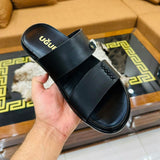 Ugur Hand Made stride Leather Black Chappal