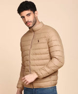 Beige Pony Full Sleeves Puffer Jacket Limited edition