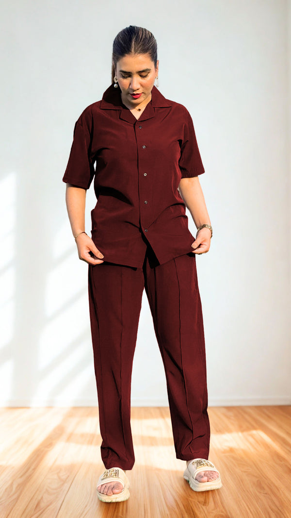 Luxury Premium Women Co-ord set Maroon