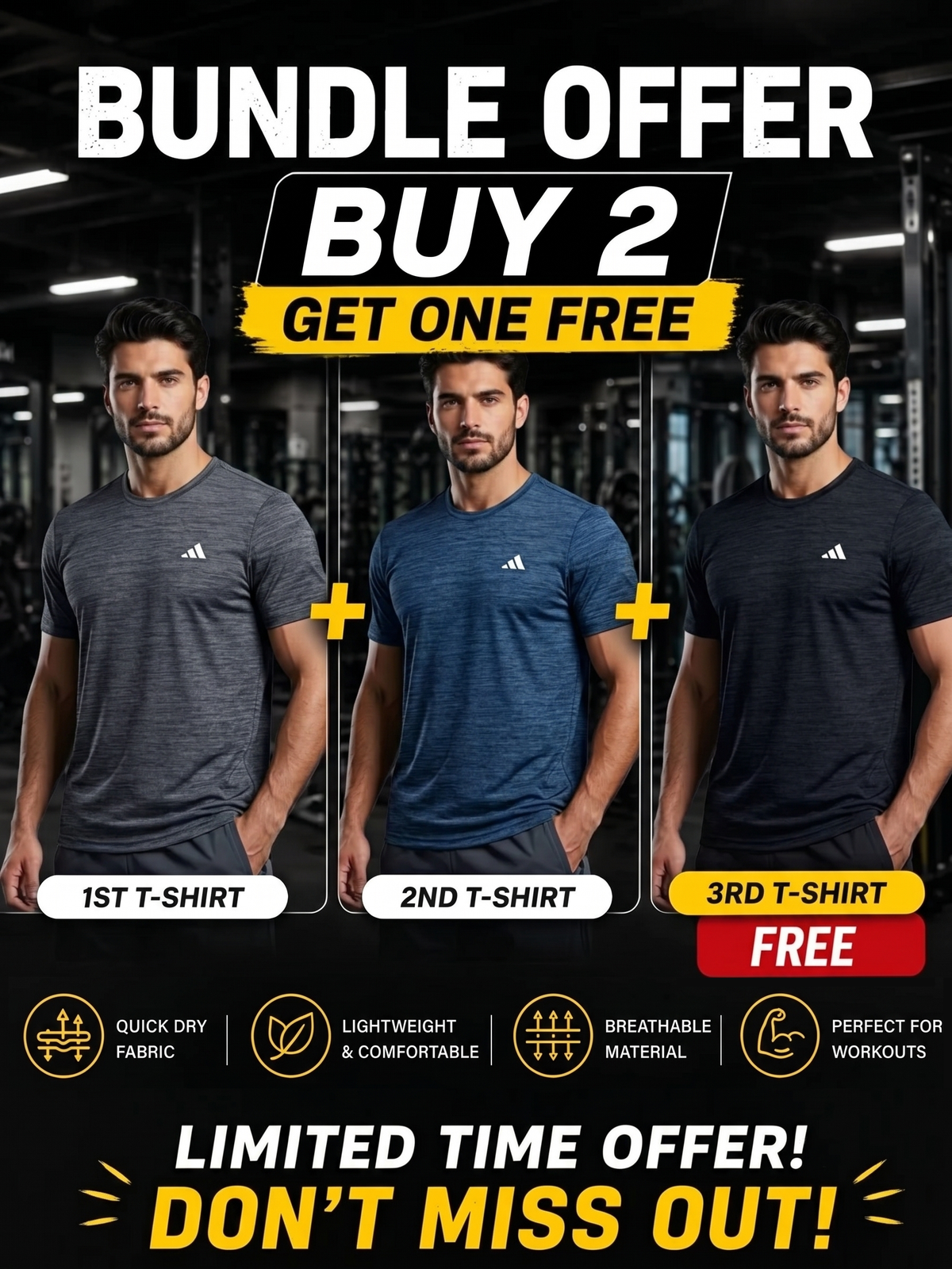 Men's Premium Fabric T-Shirt (Buy 2 Get 1 Free)