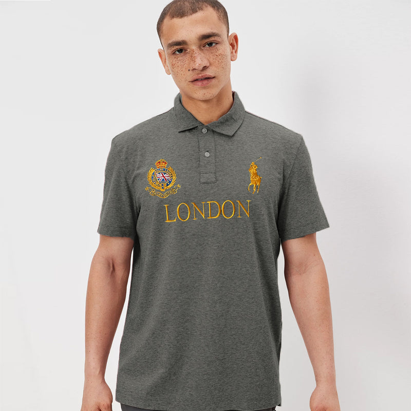 Red Polo Shirt With Heavy Embroidery