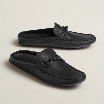 Ugur Hand Stitched  Backless Chappal Black