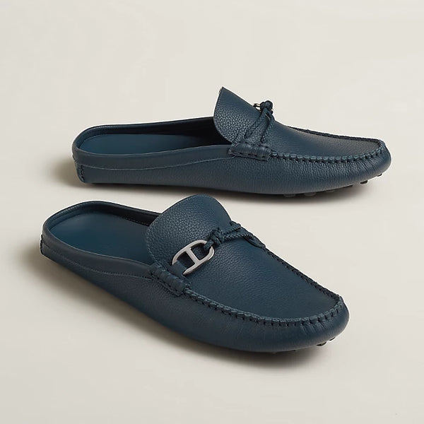 Ugur Hand Stitched  Backless Chappal Blue