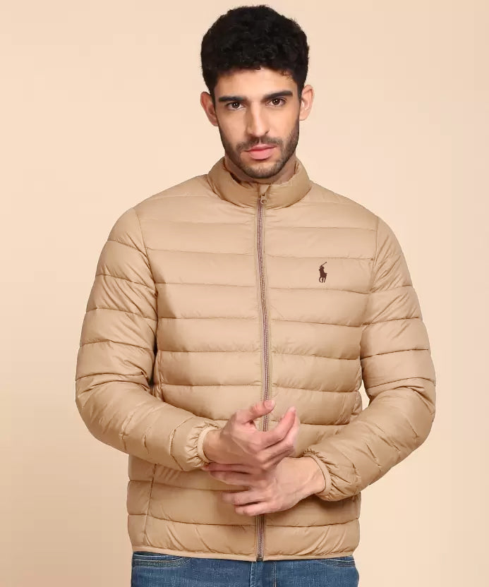 Beige Pony Full Sleeves Puffer Jacket