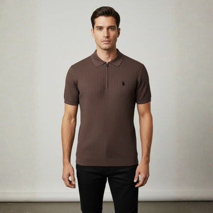 Men's Premium Ribbed Style Zip collar Polo T-Shirt