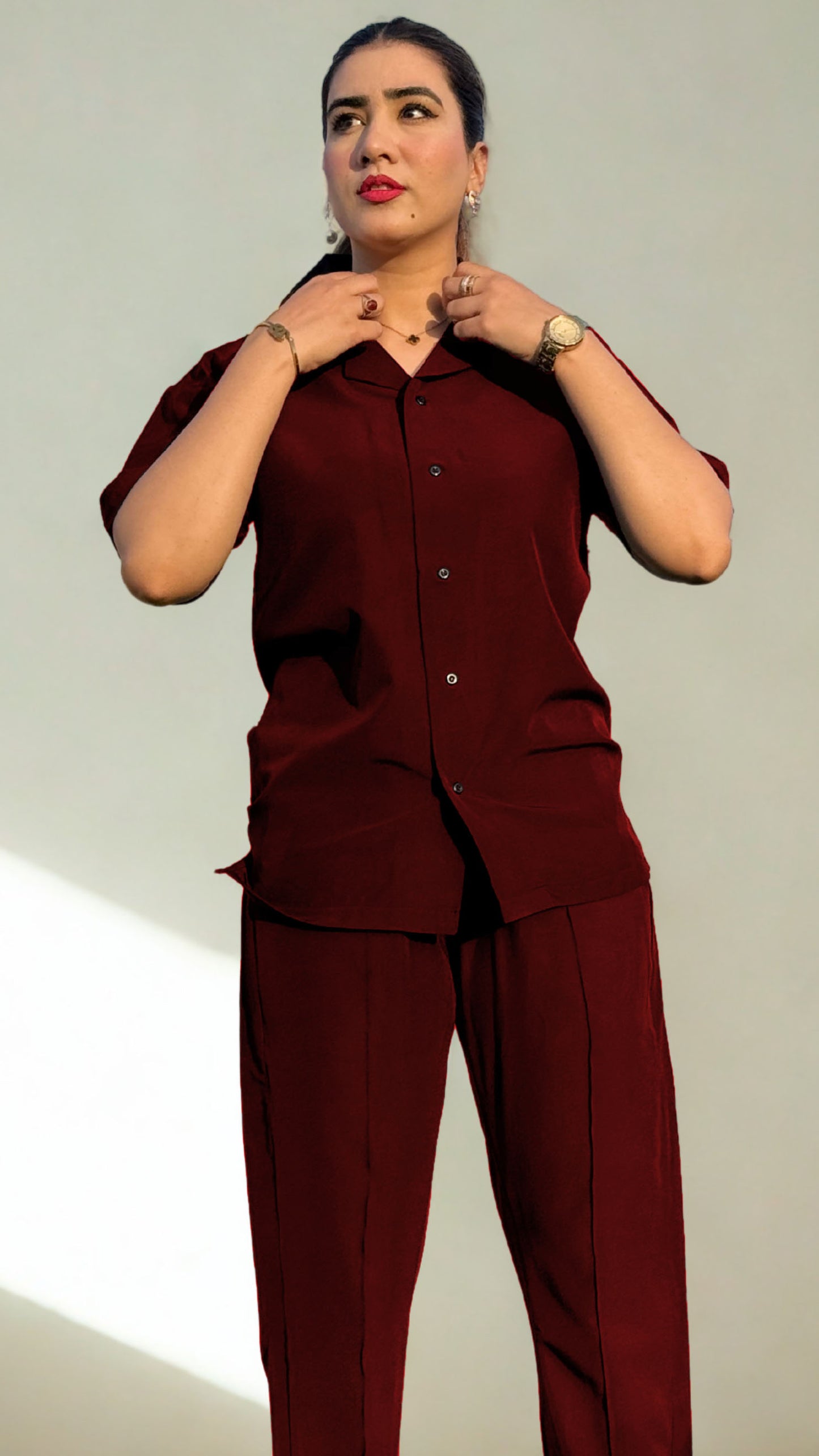 Luxury Premium Women Co-ord set Maroon