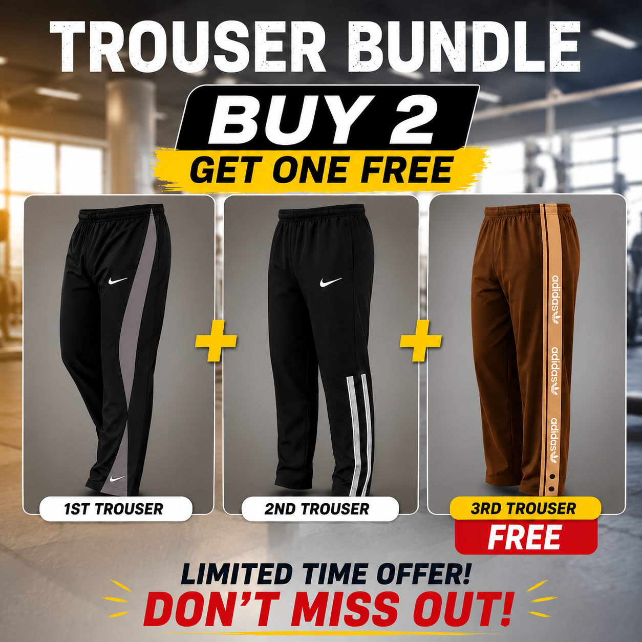 Nk-Loose fit Premium Imported Fabric Trouser- Bundle pack (Buy 2 get 1 Free)