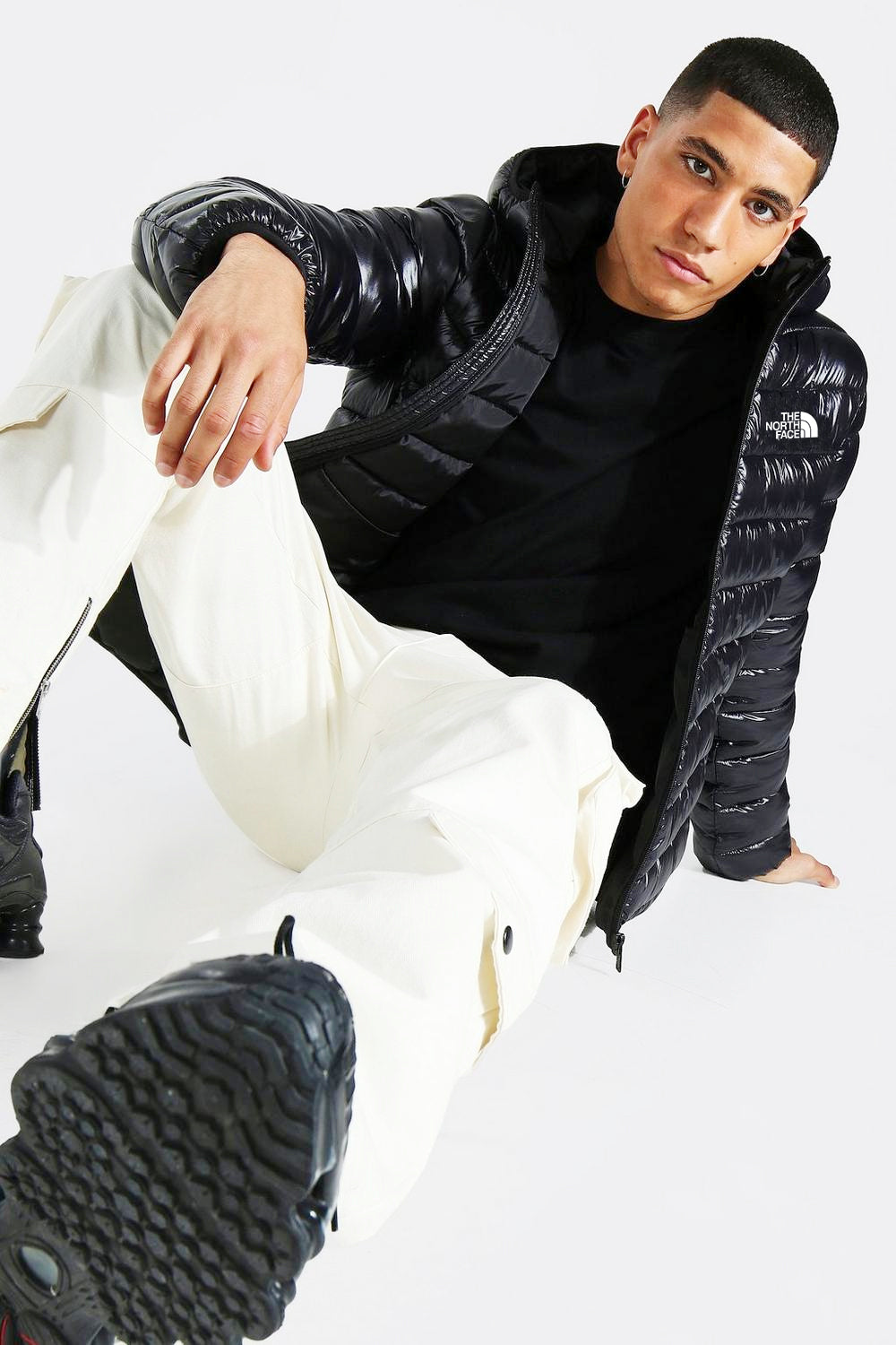 Black Full Sleeves Puffer Jacket-N/F