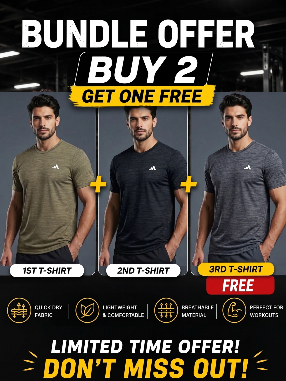 Men's Premium Fabric T-Shirt (Buy 2 Get 1 Free)