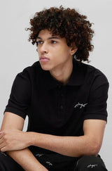 black polo Shirt With Embroidery