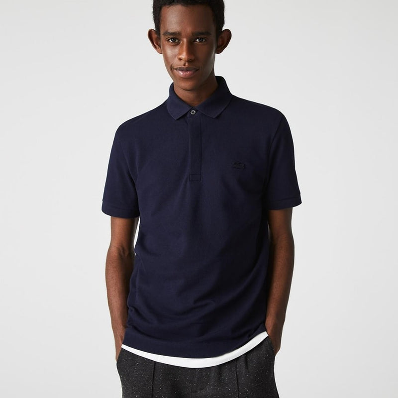 Dark Blue Polo Shirt With Green  Embroidery