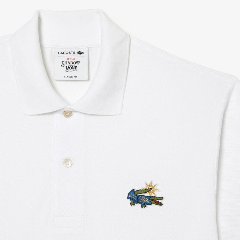 White POLO SHIRT WITH GREEN Embroidery