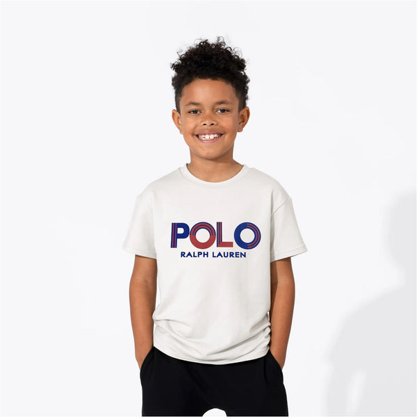 Kids Digital Printed Pure Cotton T-shirts R/L white