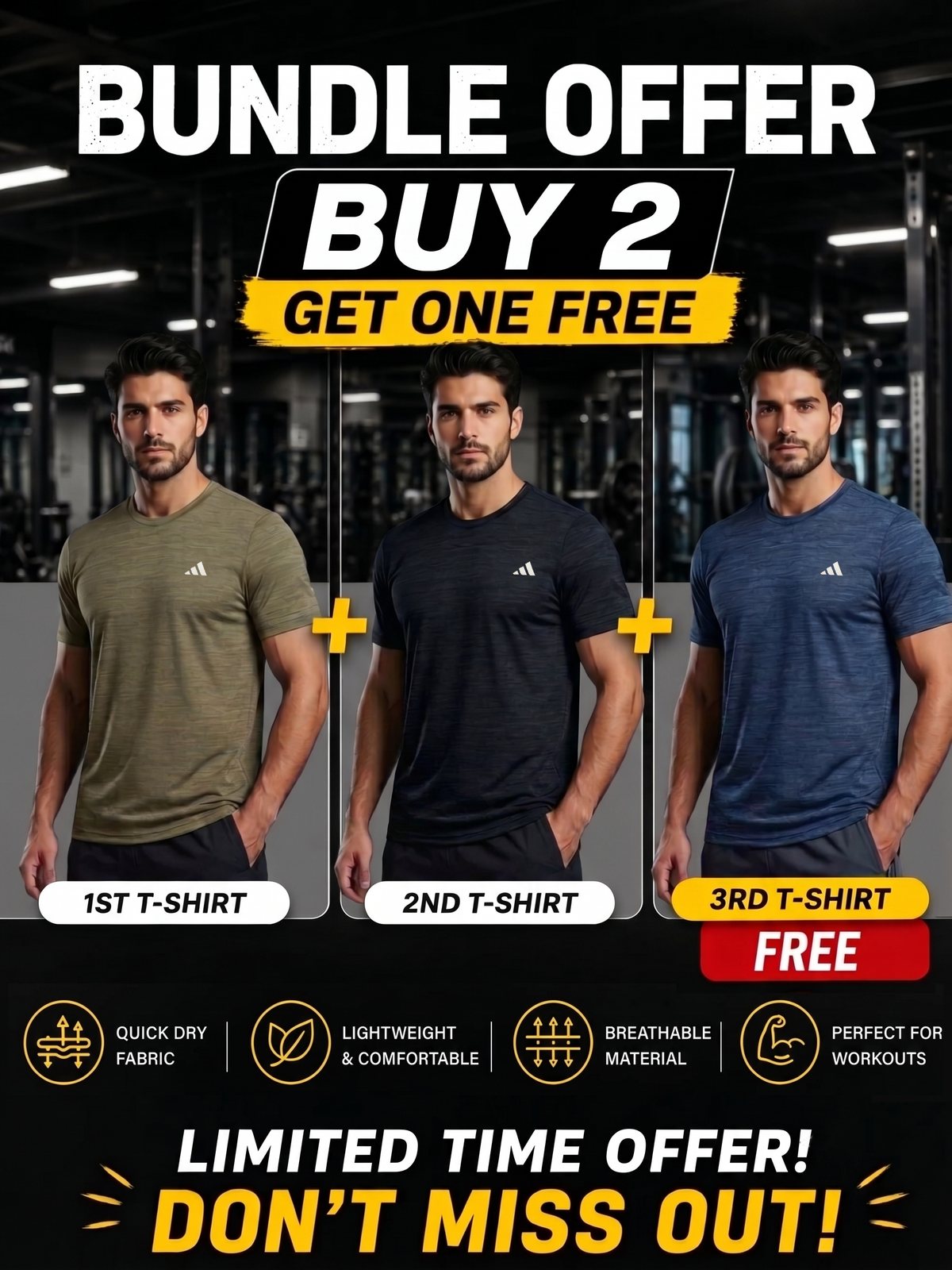 Men's Premium Fabric T-Shirt (Buy 2 Get 1 Free)