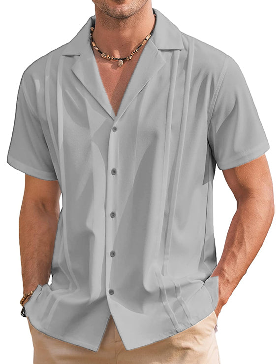 Ugur Straight Line Cube Collar Shirt- Grey