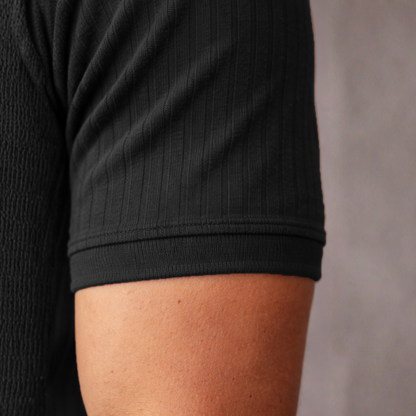 Men's Premium Ribbed Style Zip collar Polo T-Shirt