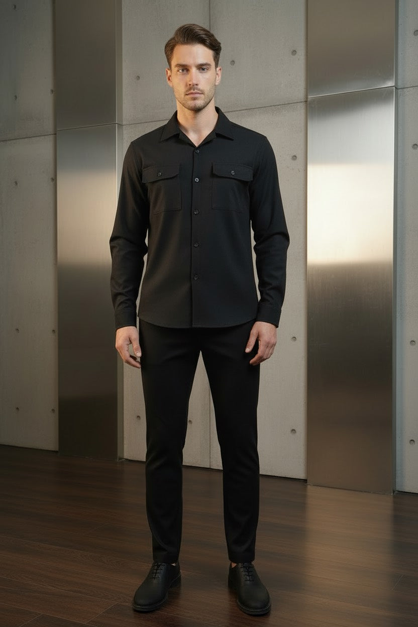 Prmimum Pocket Style Textured Men's Co-ord Set