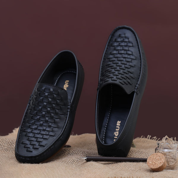 Ugur black weave Hand Made loafers