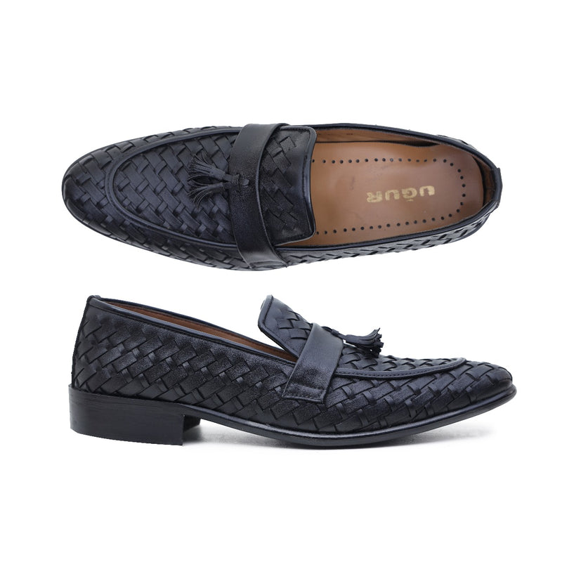 Ugur Hand Made Black weave Shoes