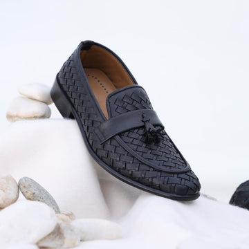 Ugur Hand Made Black weave Shoes