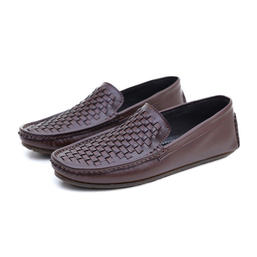 Ugur Hand Made Weaved Brown Loafers Shoes