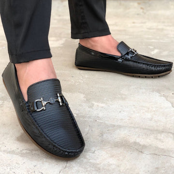 Ugur leather finish hand made duplir loafers black