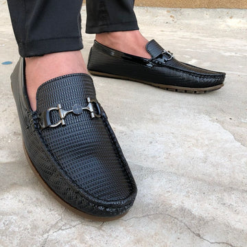 Ugur leather finish hand made duplir loafers black