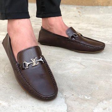Ugur leather finish hand made luxe loafers brown