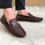 Ugur leather finish hand made vince loafers brown