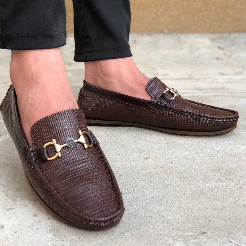 Ugur leather finish hand made vince loafers brown