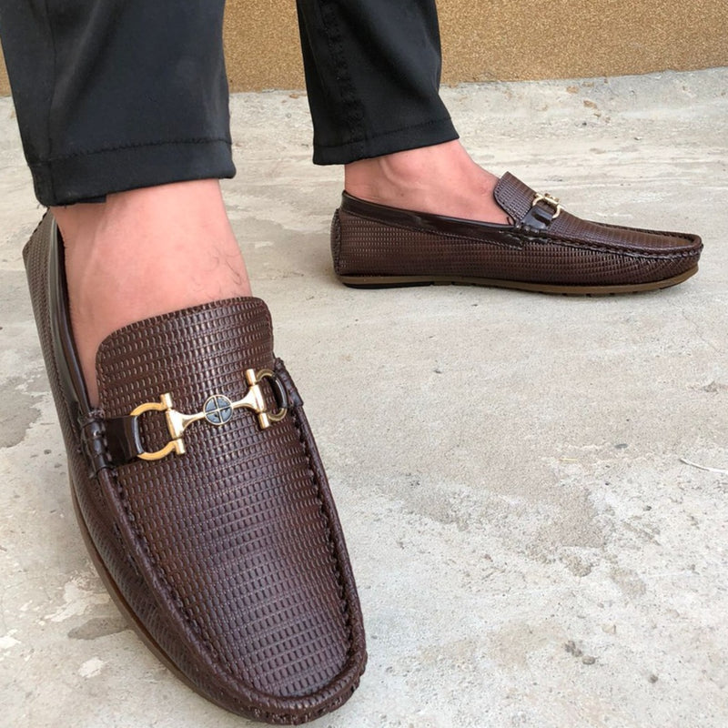 Ugur leather finish hand made vince loafers brown